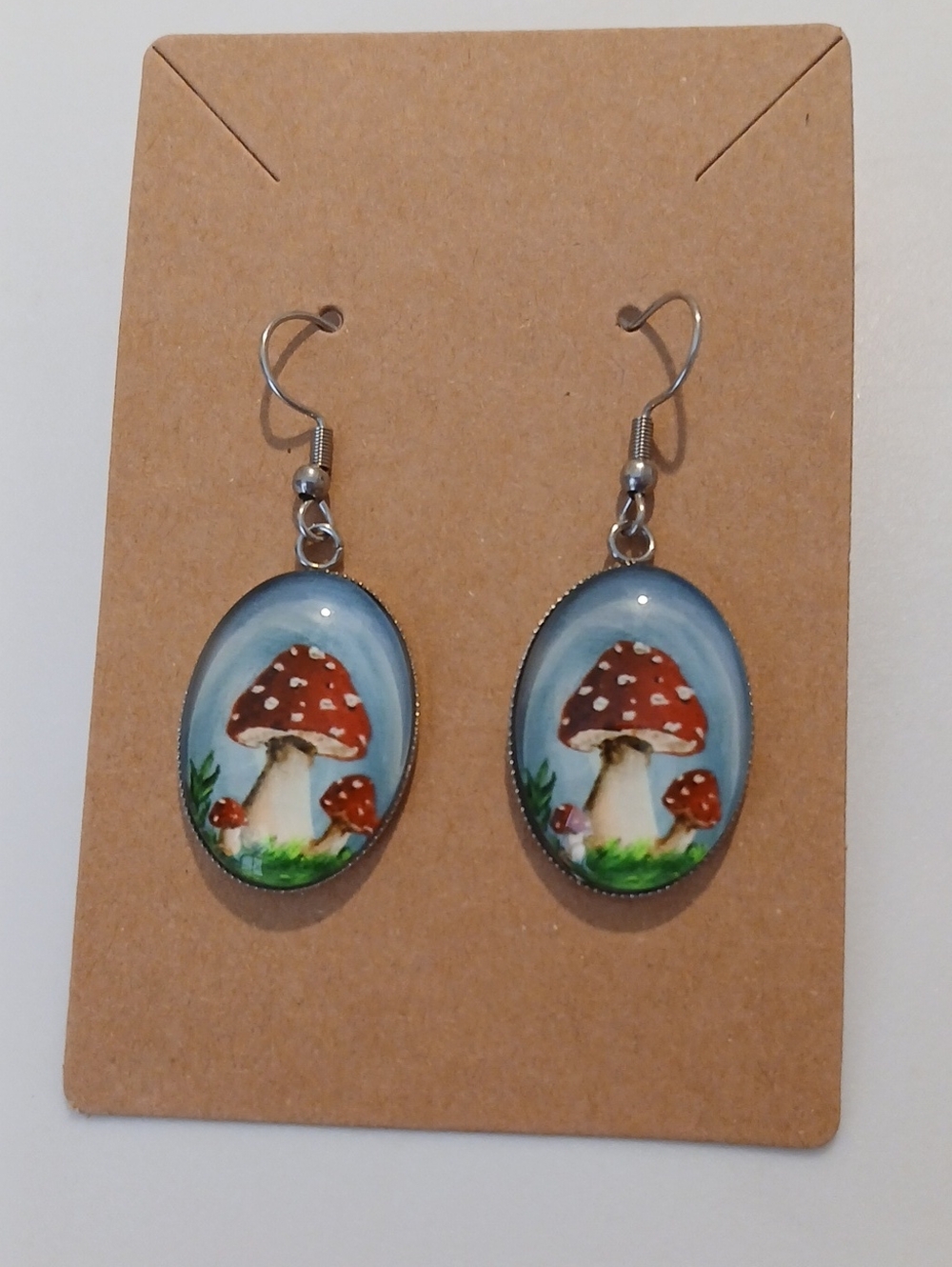Fashion Jewelry Red and Blue Mushroom Oval Drop Earrings